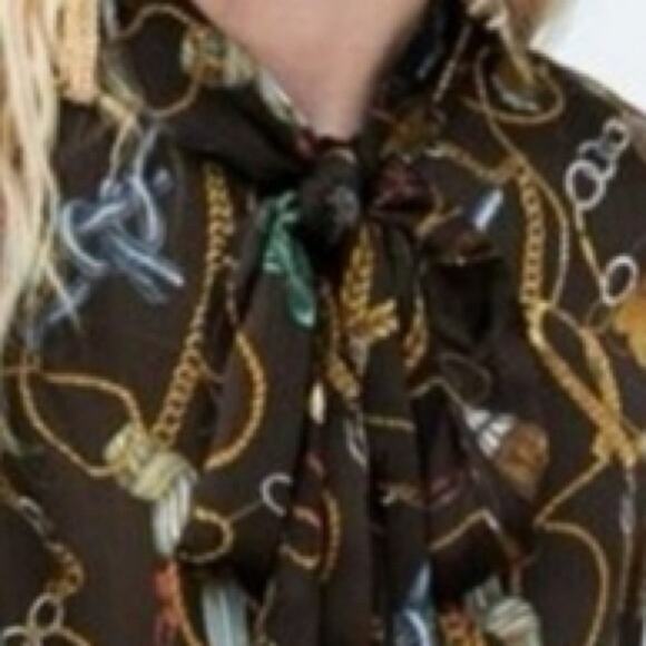 ZARA WOMAN CHAIN SCARF PRINT SILKY KNOT BOW ZARA BASIC COLLECTION Size Small - Picture 6 of 9